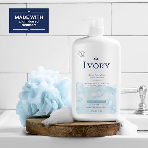 Ivory Body Wash, Designed for the Whole Family, Gentle Formula, Free of Dyes Heavy Perfumes Parabens Phthalates & Silicones, Original Scent, 35 oz