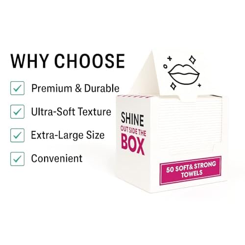 XL Disposable Face Towels ? 50 Count Ultra-Soft 100% Viscose Lint-Free Dry Wipes for Makeup Removal & Skincare, Hygienic Facial Towelettes for Sensitive Skin, Travel & Daily Use