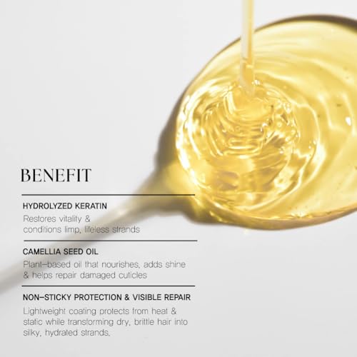 Camellia Silk Hair Oil Essence 70ml / 2.37 fl.oz | Lightweight Non Sticky Serum with Jeju Camellia Oil & Keratin | Anti-Frizz, Deep Conditioning for Dry, Frizzy, or Damaged Hair