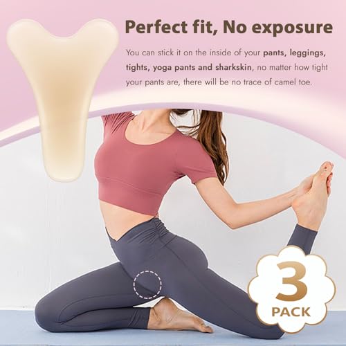 3 Pack Camel Toe Concealer, Seamless Camel Toe Hider, Reusable Anti Camel Toe Silicone Insert, No Camel Toe Underwear Guard, Cameltoe Concealer Cover (Y Shape, L)