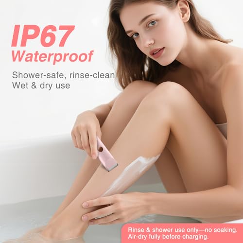 Dual-Head Bikini Trimmer for Women ? 2-in-1 Electric Razor, IP67 Waterproof Wet & Dry Pubic Hair Trimmer, Face & Body Shaver with LED% Display, USB-C Rechargeable-X1 Pro Petal Pink