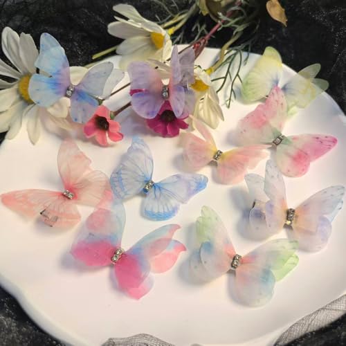 Hair Decoration Butterfly Clip-Moving Butterfly Hair Clips for Girls (Colorful A-10PCS)