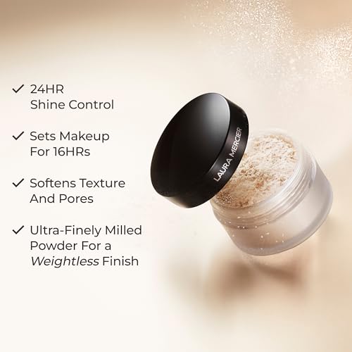 Laura Mercier Translucent Loose Setting Powder, 24HR Shine Control, Soft Matte Finish, Long-Lasting Wear, Normal to Oily Skin, 4 Shades for Virtually All Skin Tones, Artistry Icons Set