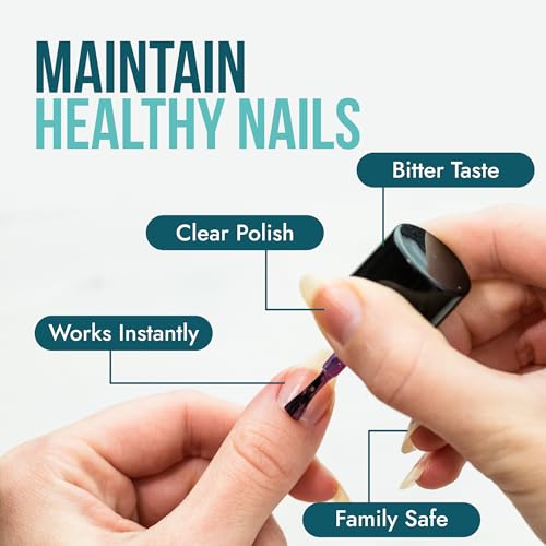 Stop Nail Biting Treatment - Clear, Bitter-Tasting Nail Polish To Stop Nail-Biting - Easy To Apply and Safe For Children - Nail Strengthener Solution - Nail Care for Healthy Nail Growth (0.5 fl oz)