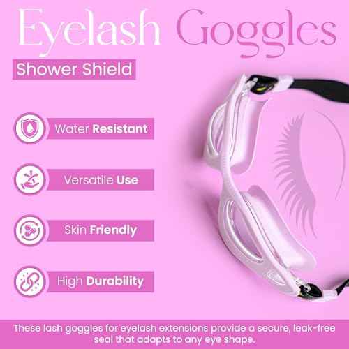 Eyelash Goggles Shower Shield | Protects Lashes from Steam Eyelash Shield Lash Care | No Slip Goggles Adult Women | Lash Goggles Eyelash Protector | Water Resistant Anti Fog