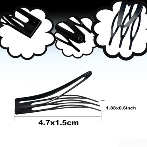 ELANE 20 Pcs Metal Snap Hair Clips for Women, Double Grip Barrettes for Thick Fine Hair, Small Black Clips for Girls