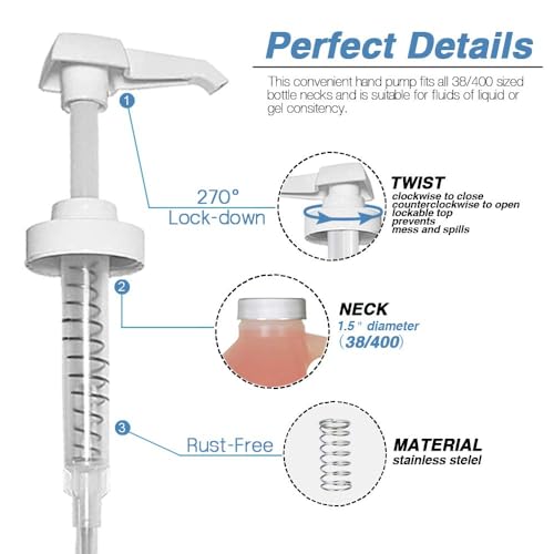 16 Pack Gallon Jug Pump Dispenser 38-400 White Pump for Gallon Jug Dispensing - 7cc Lotion Gallon Shampoo Pump Top Replacement, Fits 1 Gallon Bottle 64oz 128oz Hand Sanitizer Containers, Plus Labels
