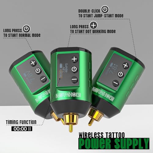 Wormhole Wireless Tattoo Practice Machine Kit Tattoo Pen Kit Complete Tattoo Kit Rechargeable Cordless Tattoo Power Supply Portable 1500mAh with LED Digital Display for Tattooist WTK261