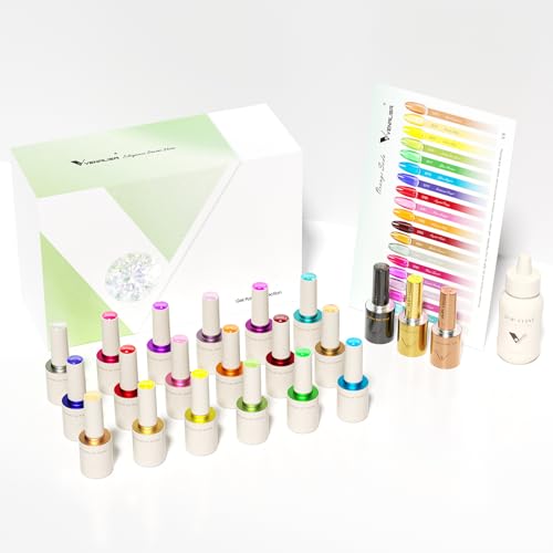 VENALISA V5 Gel Nail Polish Kit of 22 Pcs With Color Display Card Semi-transparent Jelly Gel Polish Set Sheer Red Black Green Soak Off Salon Nail Art DIY at Home Manicure