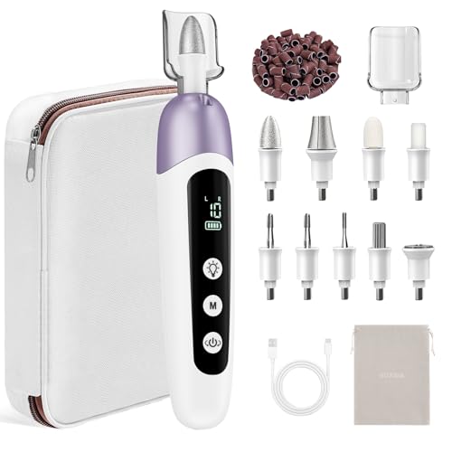 Professional Manicure Pedicure Kit with Case, Cordless Electric Nail File Set with Memory Mode&10 Speed, Portable Nail Drill Pedicure Tools for feet, Hand Foot Care Tool for Thick Nail Toenail Cuticle