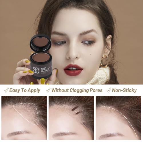 SOVONCARE Instantly Hairline Powder, Hairline Shadow Gray Hair Coverage Touch Up Hair Powder for Thinning Hair for Women Hair Root Touch Up Powder Hair Root Cover Up Conceals Hair Loss Dark Brown