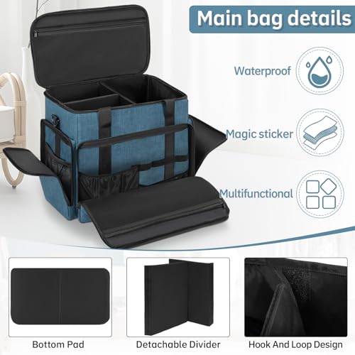 Extra Large Rolling Makeup Case with 4 Removable Pouches£¬Professional Make up Train Case with Wheels,Travel Cosmetic Bag for Hairstylists Nail Tech Makeup Artist with Detachable Trolley