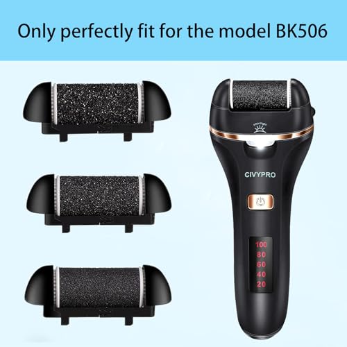 Extra Coarse 3 Refill Rollers for Electric Feet Callus Remover BK-506, Replacement Rollers Heads Foot Care Pedicure Tools 3 Pack- 1 Extra Coarse, 1 Regular Coarse, 1 Gentle Coarse Refill Rollers