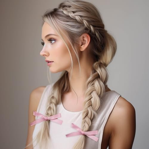24PCS Hair Ribbons for Women - Small Hair Bows, Thin Bows for Girls, Ribbon Hair Clip Cute Hair Accessories for Daily Use, Birthday Gifts for Her, 8 Colors