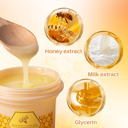 Honey Milk Wax Hand Mask Moisturizing Hydrating Nourishing Exfoliating Hand Film Hands Care 4.3 Oz