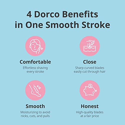Dorco EVE6 Razor for Women, Includes 1 Razor Handle and 6 Long-Lasting Razor Blade Refills| 1 Handle + 6 Cartridges (Handle + 6 Refills)