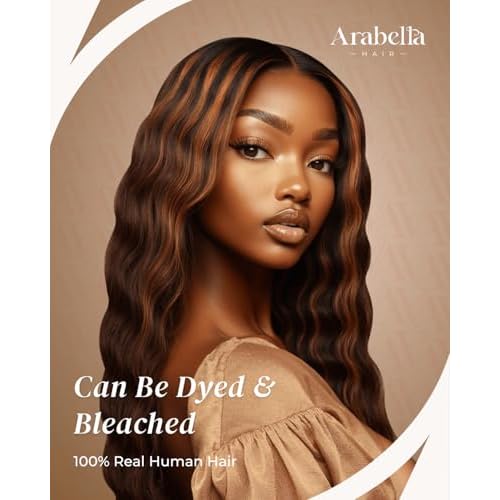 Arabella Highlight Wear and Go Glueless Wigs Human Hair Pre Plucked Pre Cut Water Wave Omber 1B30 5x6 HD Lace Closure Bye Bye Knots Curly Wave Wig for Women Beginner Friendly 20 inch