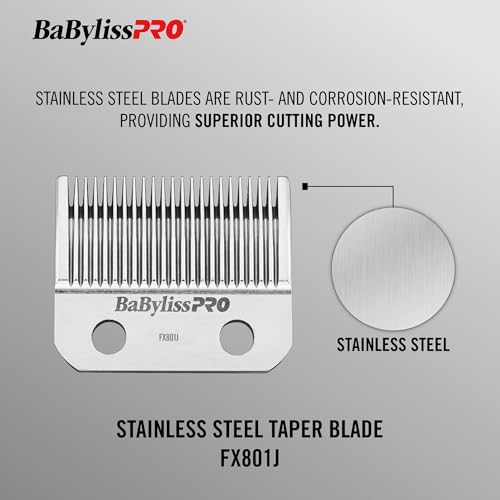 BaBylissPRO Barberology Stainless Steel Replacement Taper Blade for Hair Clippers (FX801J)