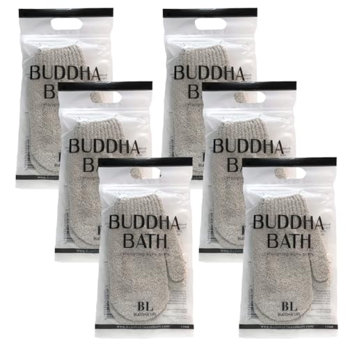 Scrub Gloves - Exfoliating Shower Mitts - Washable - Face and Body - for Men and Women (6 Pairs Bone)