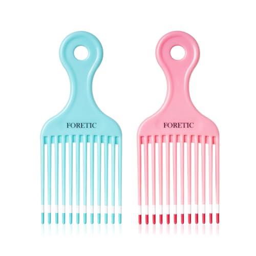 Smooth Hair Pick Comb for Curly, Thick, Medium to Long Hair, Facial -6.9inch£¨Blue, Pink£©