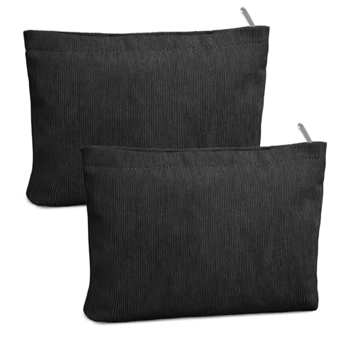 FITDON 2PCS Cosmetic Bags for Women Makeup Bag for Purse Small Corduroy Makeup Pouch Travel Make Up Bag with Zipper Toiletry Bag Organizer