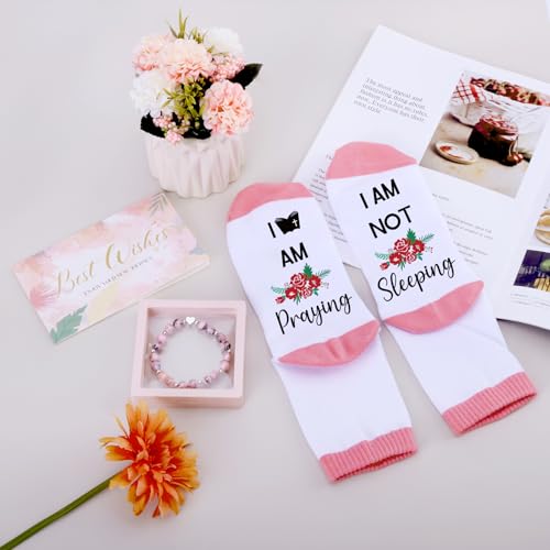 Christian Gifts for Women Faith Inspirational Religious Gifts Baskets for Mother Friends Grandma Encourage Bible Baptism Set with Canvas Tote Bag Socks Tumbler