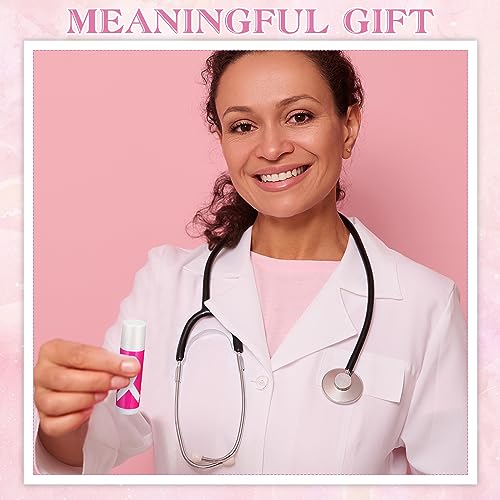 Fumete 50 Sets Breast Cancer Awareness Accessories Gifts Lip Balm Bulks Pink Ribbon Breast Cancer Awareness Items Decorations Natural Ingredients Survivor Gifts Items for Girl Women