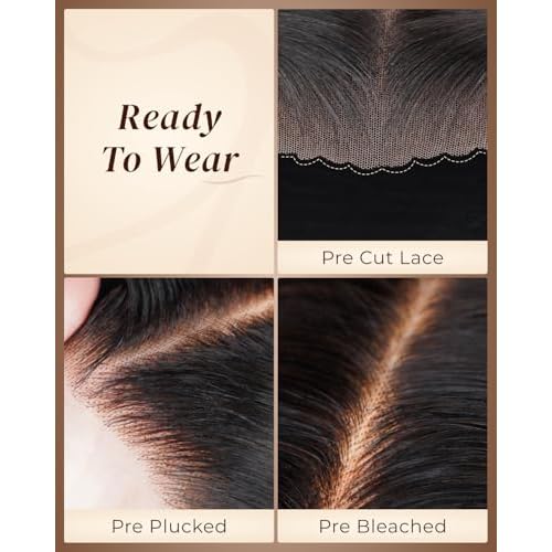 Arabella Hair 5x6 Glueless Wigs Human Hair Pre Plucked Pre Cut 230% Density Straight Human Hair Wigs No Glue HD Lace Front Closure Ready to Wear Black Wigs 100% Human Hair for Black Women 18inch