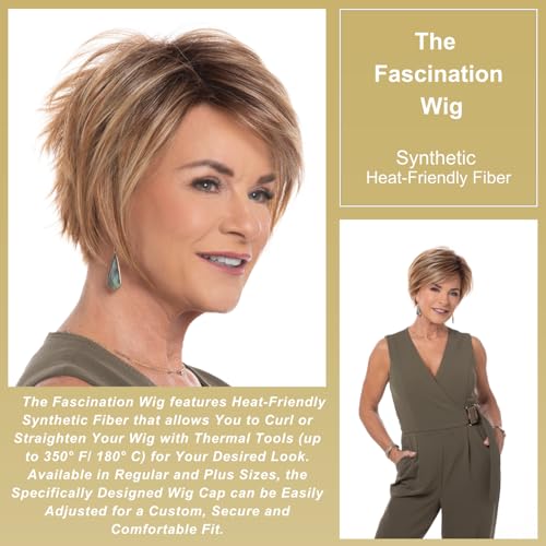 Toni Brattin Fascination Wig - Chin Length Layers, a Side-Swooping Bang & a Razor-Cut Neckline - Heat-Friendly Synthetic Fiber Looks & Feels Natural - Adjustable & Comfortable (Medium Blonde, Regular)