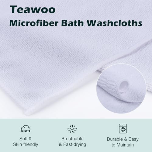 White Washcloths 15 Pack, Highly Absorbent & Quick Drying Face Towels, Premium Quality Soft Bath Towels, Multipurpose Microfiber Wash Cloths, 12x12 inches
