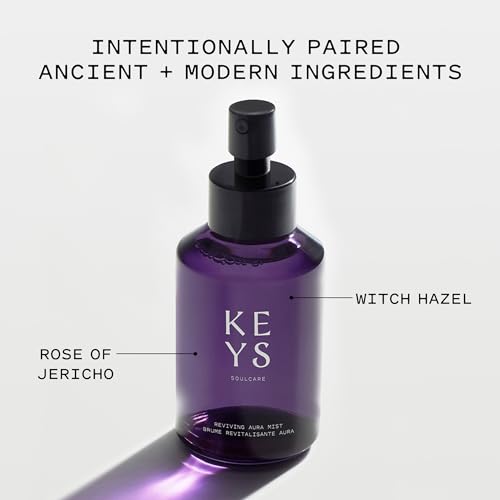 Keys Soulcare Reviving Aura Mist, Revitalizing Facial Spray Hydrates, Tones, Refreshes & Renews Skin, Vegan, Cruelty-Free, Rose Scent, 3.72 Fl Oz