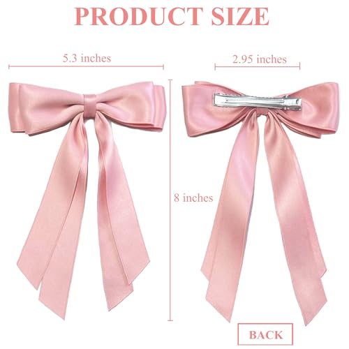 Hair Bows for Women Bow Clips Cute Ribbons Girls Ribbon Bows BowKnot Barrettes Tassel Bow Clips Fashion Hair Accessories for Women, Pink & Beige