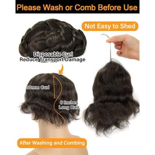 BEEOS 0.10mm Durable PU Skin Toupee for Men, 130% Medium Density Volume Human Hair System No Shed, 8x10 Inch Mens Hair Piece #3 Brown