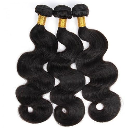 Body Wave Bundles Human Hair 16 18 20 Inch Human Hair 3 Bundles 100% Unprocessed Brazilian Raw Weave Bundle Human Hair Extensions for Black Women Natural Color