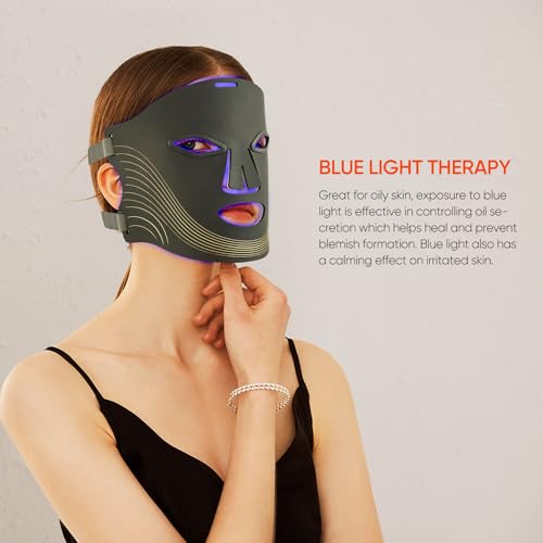 Cordless Red Light Therapy for Face, 7 Modes Led Face Mask Light Therapy with Remote, Near Infrared 880 Red Light Therapy Mask at Home, Wrinkle Reduction, Anti-Ageing, Black