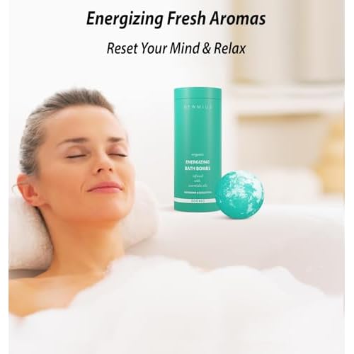 Menthol Fizzing Bath Bomb Eucalyptus Peppermint Epsom Salt Refreshing Bubble Spa with Essential Oil Infused Post Workout Sore Muscles Recovery Gift