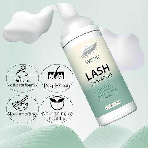 Lash Shampoo Kit Eyelash Extension Cleanser, Eyelash Shampoo for Lash Extensions, Lash Cleaner Eyelid Foam Cleaning Kit for Salon Home Use (Tea Tree)