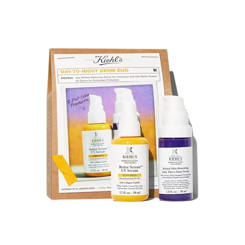 Kiehl's Anti Aging Skincare Set - $108 Value including Lightweight Sunscreen and Anti-Aging Retinol Serum - For Wrinkle Reduction and SPF Protection