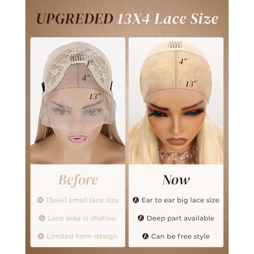 Arabella 613 Lace Front Wig Human Hair 13x4 Blonde Lace Front Wigs Human Hair 210% Density Body Wave 613 Frontal Wig Pre Plucked With Baby Hair (22inch, 613 13X4 body wave wig)