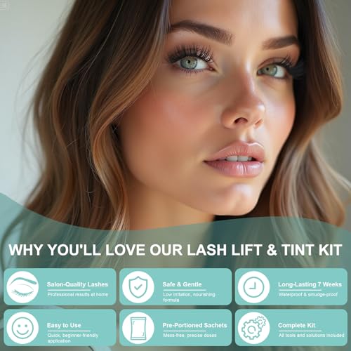 Lash Lift Kit, Eyelash Lift Kit, Lash Perm Kit for Long-Lasting Curl, Eyelash Lift & Color, Professional & Beginner Friendly Eyelash Perm Kit for Salon or At-Home Use