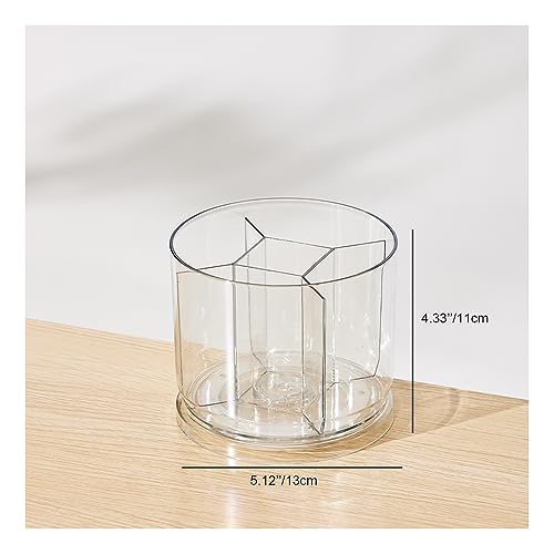 Makeup Brush Holder 360 Rotating Makeup Brushes Organizer for Vanity, 5 Slots Makeup Organizers & Storage, Multi-Functional Pencil Pen Holder for Desk, Cosmetic Storage Container Cup (Clear)