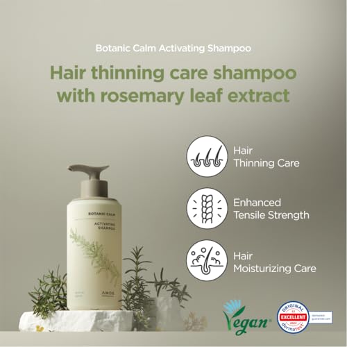 AMOS PROFESSIONAL Botanic Calm Activating Shampoo l Vegan Scalp & Hair Strengthening Shampoo with Rosemary and Biotin, Sulfate Free, 5.9 fl.oz