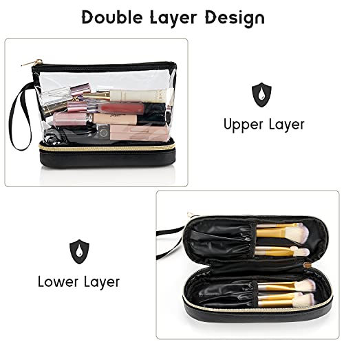 Ethereal Travel Makeup Bag, Clear Cosmetic Bag Make Up Organizer TSA Approved Toiletry Bag, Waterproof Pouch for Women Purse for Toiletries Accessories Brushes