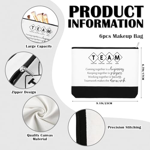 Cunno 12 Pcs Team Appreciation Bags Bulk Women Employee Gifts Team Together Canvas Tote Bag Makeup Bags for Vet Tech Coworker Nurse