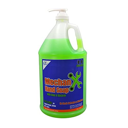 DPI MechanX Hand Soap, heavy duty, non abrasive, fast acting on grease, grime, and dirt. Gentle on hands, non drying or chapping for everyday use.. 1 Gallon with pump