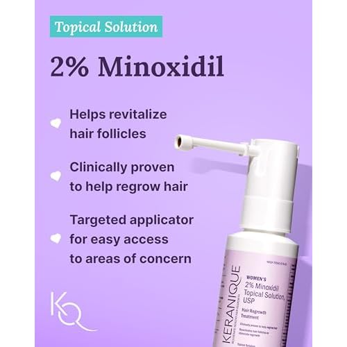 Keranique Hair Growth Treatment for Women - Minoxidil Regrowth System with Hydrating Shampoo, Conditioner, Volumizing Spray, and Hair Loss Treatment
