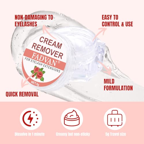 FADVAN Lash Remover Gel 5g - Professional Eyelash Extension Remover, Gentle & Quick Eyelash Glue Remover, Low Irritation for Sensitive Skin, Travel Friendly