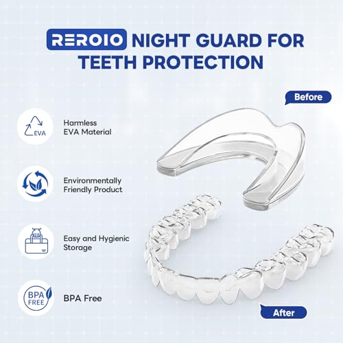 Mouth Guard for Grinding Teeth at Night, Teeth Grinding Mouth Guard for Sleeping, Perfect fit Night Guards for Teeth Grinding, 2 Size Mouthguard Available for Adults