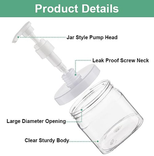 Decorniqu Pump Bottle Dispenser 2 Pack 550ml/18.6oz Lotion Dispenser Wide Mouth Plastic Refillable Lotion Pump Bottles Empty Bathroom Shower Containers for Hand Wash Shampoo Conditioner(Clear)