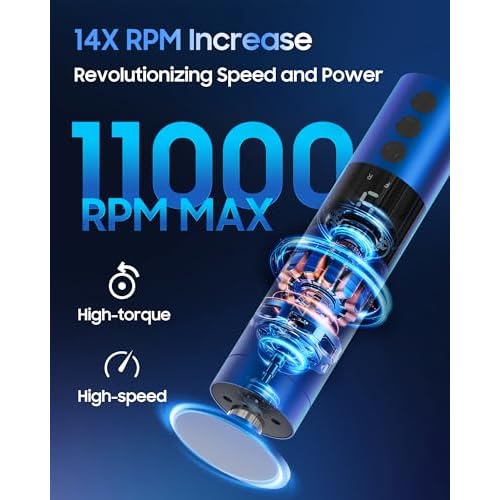 11000 RPM Rechargeable Electric Foot Callus Remover with 2Glass Sander Discs - Cordless Foot Scrubber,Professional Pedicure Tool for Dead Skin and Calluses,Electric Foot File - Blue